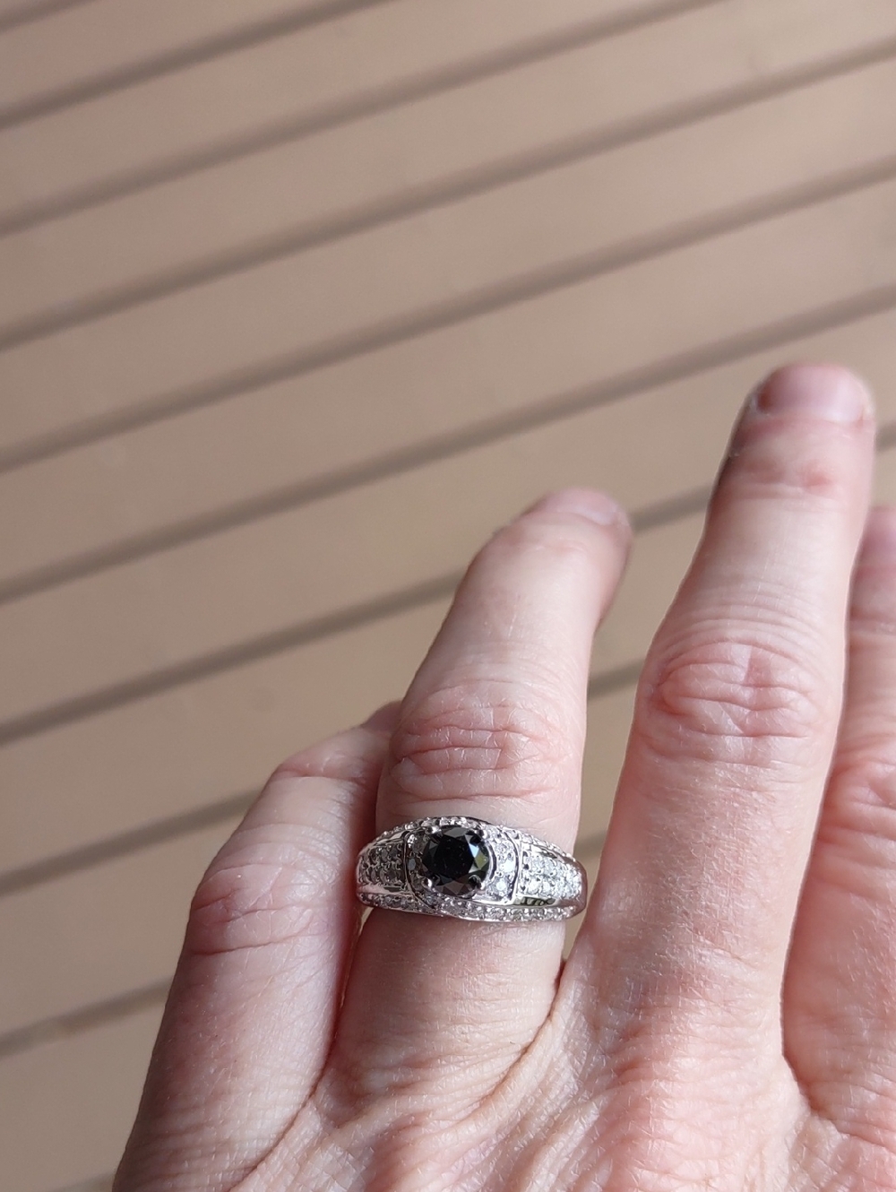 Black And Clear Natural Diamond Ring 10kt White Gold, Nwt, 6.5 - Picture 5 of 16